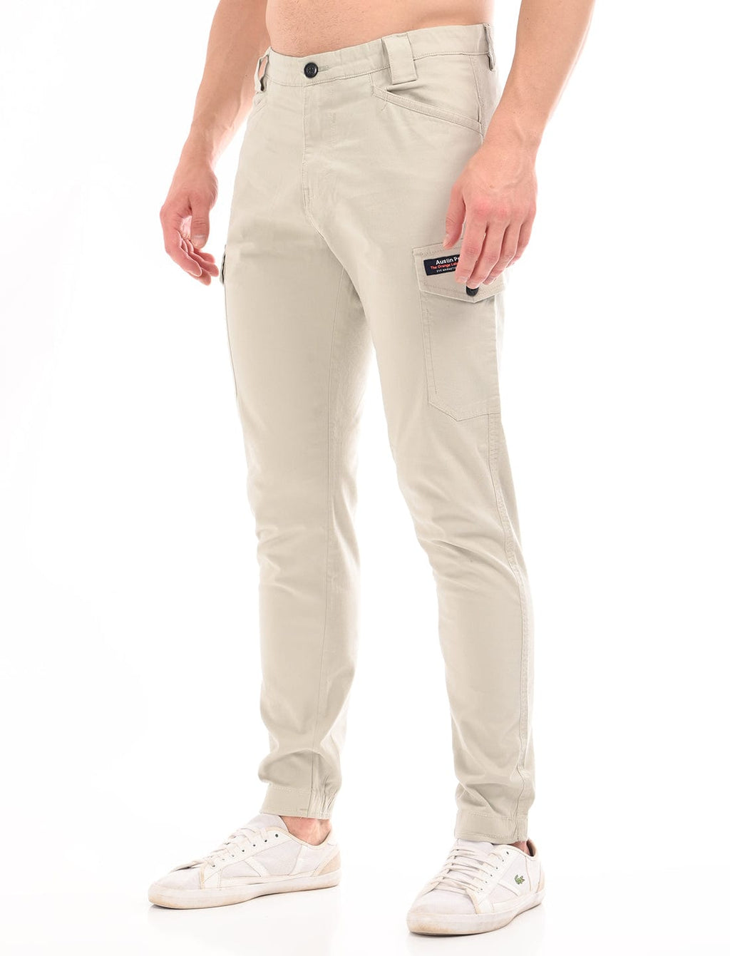 Men's Slim Fit Solid Flat Front Casual Cargos