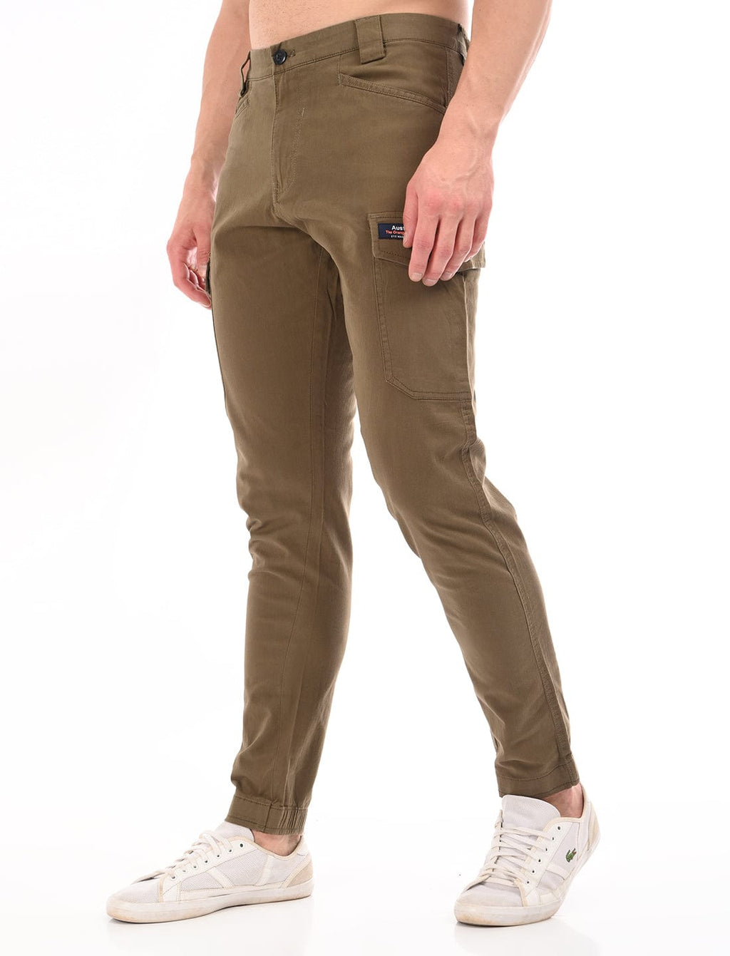 Men's Slim Fit Solid Flat Front Casual Cargos