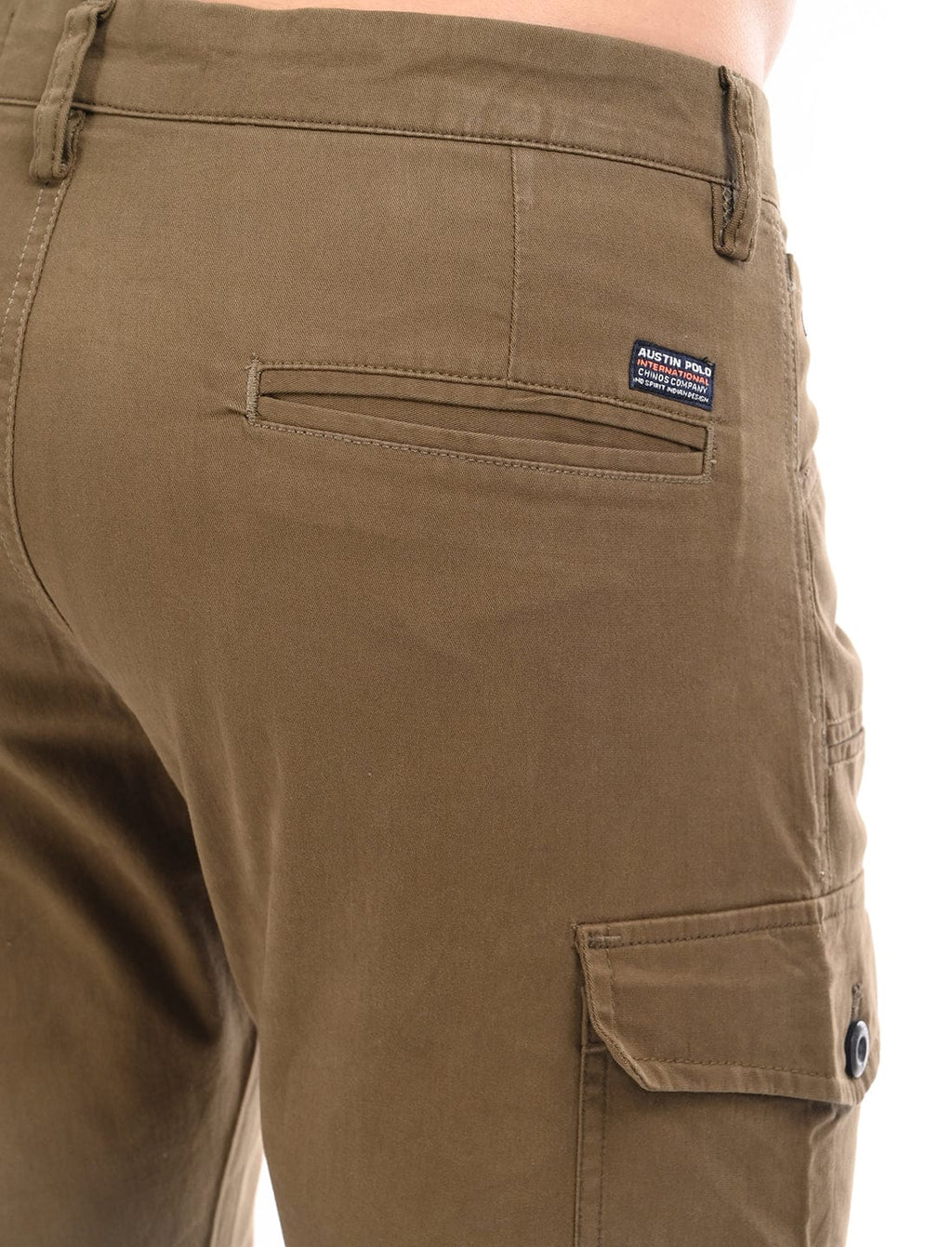 Men's Slim Fit Solid Flat Front Casual Cargos