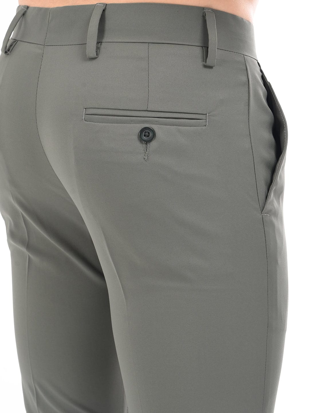Men's Slim Fit Solid Flat Front Formal Trousers