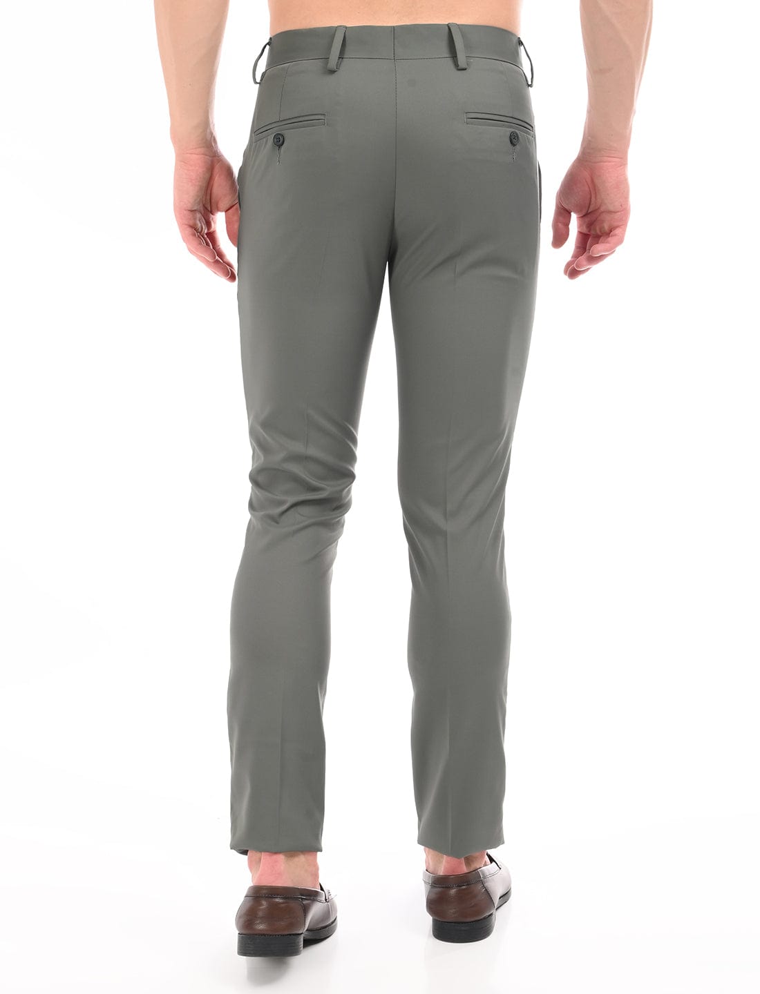 Men's Slim Fit Solid Flat Front Formal Trousers