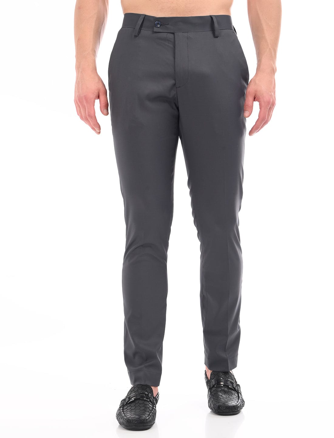 Men's Slim Fit Solid Flat Front Formal Trousers