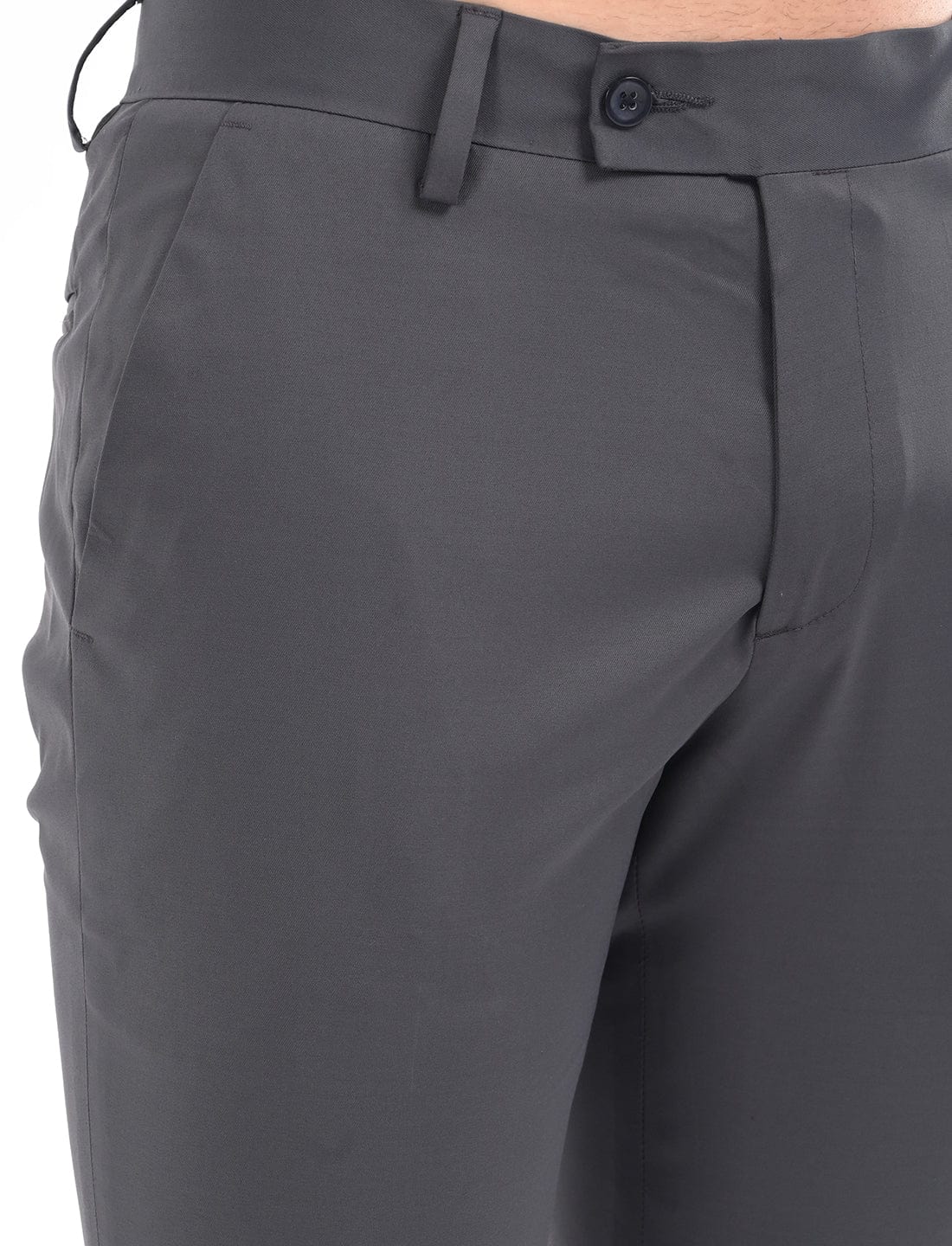 Men's Slim Fit Solid Flat Front Formal Trousers