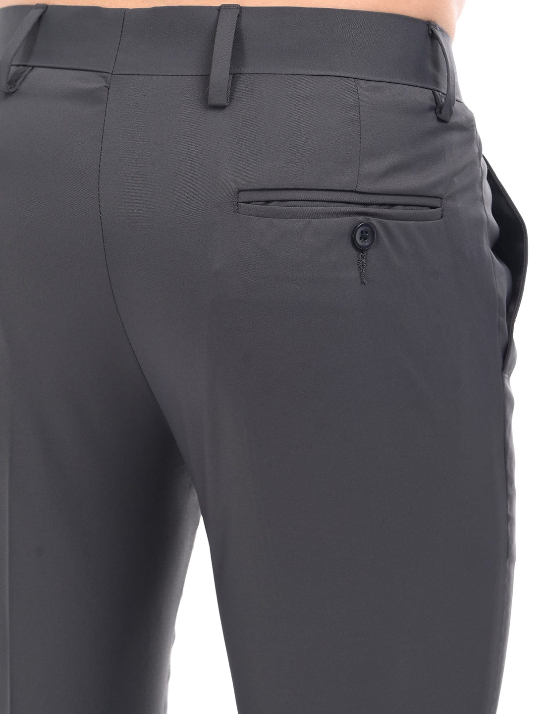 Men's Slim Fit Solid Flat Front Formal Trousers