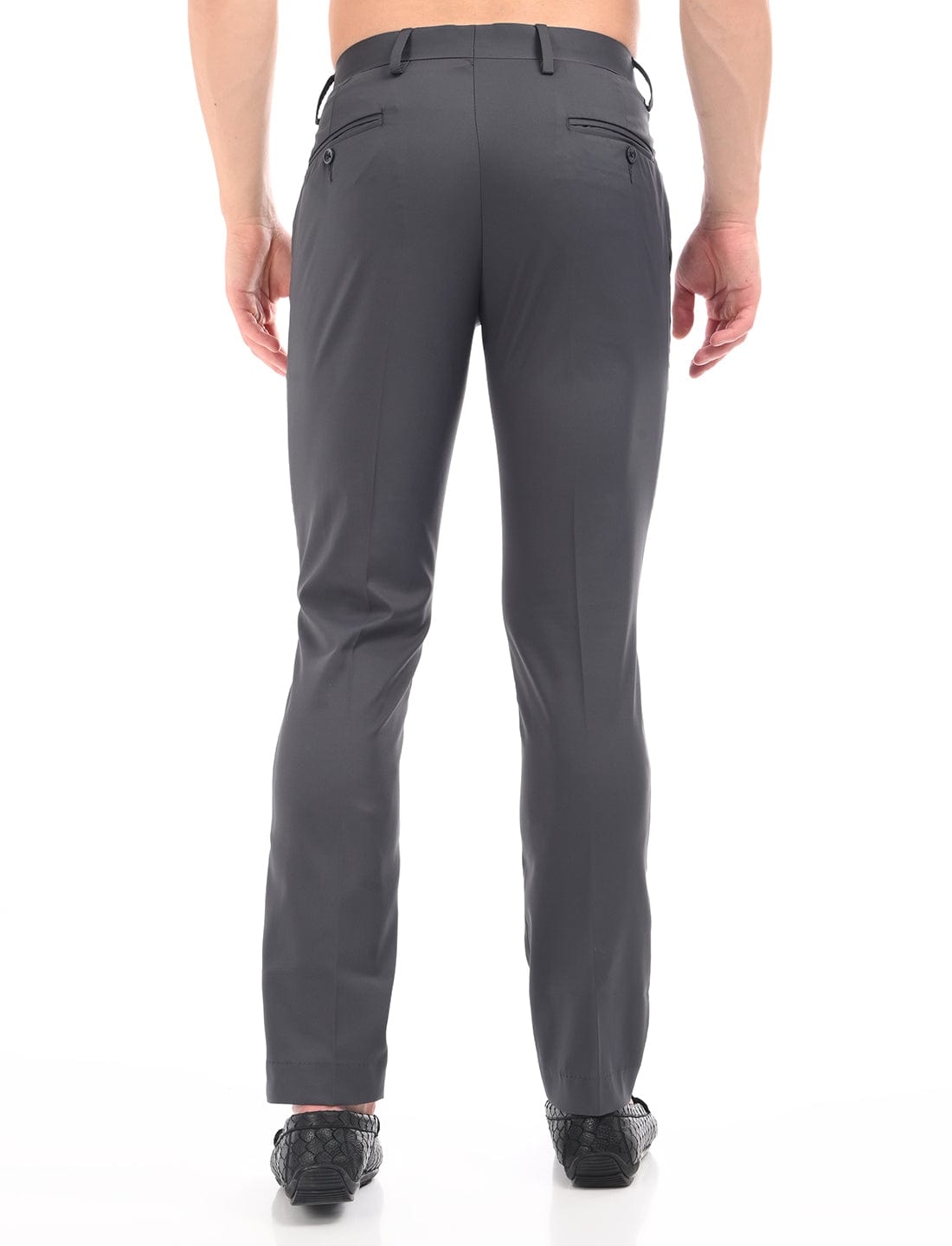 Men's Slim Fit Solid Flat Front Formal Trousers