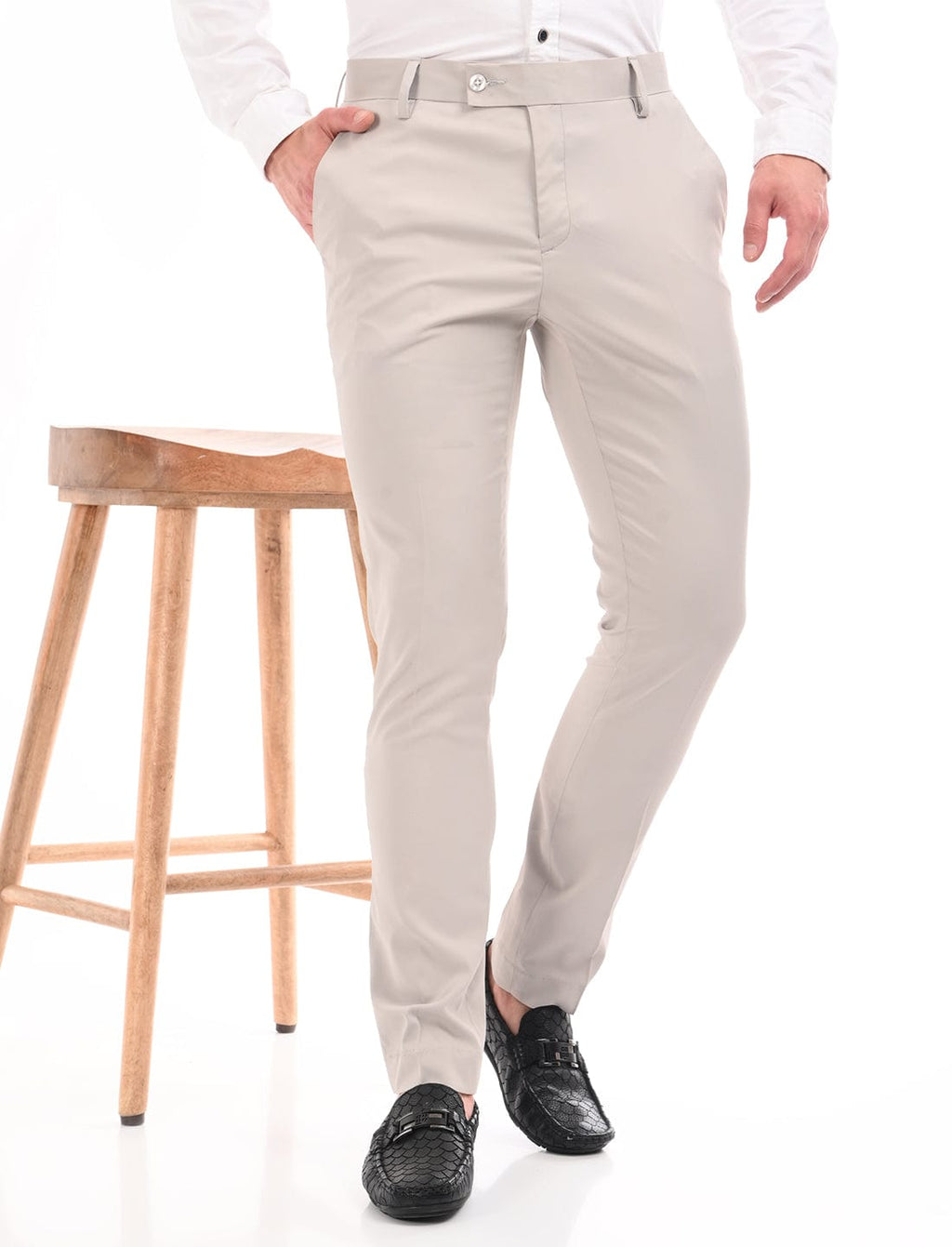 Men's Slim Fit Solid Flat Front Formal Trousers