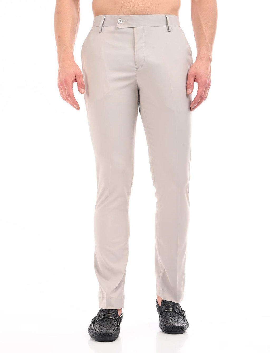 Men's Slim Fit Solid Flat Front Formal Trousers