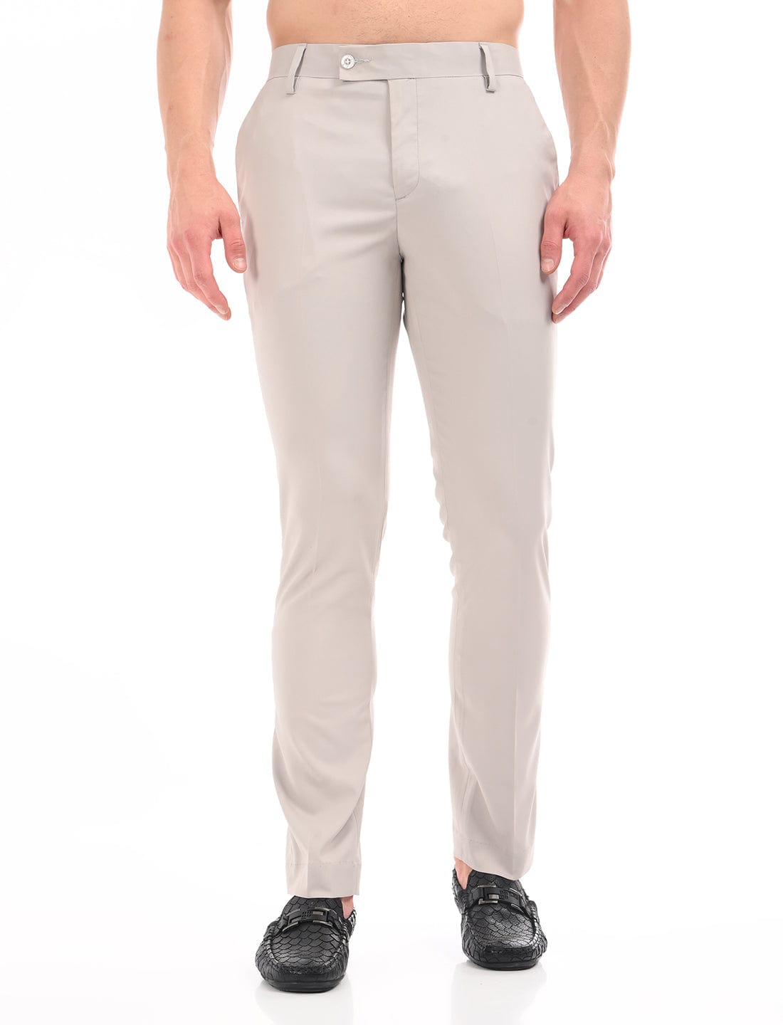 Men's Slim Fit Solid Flat Front Formal Trousers