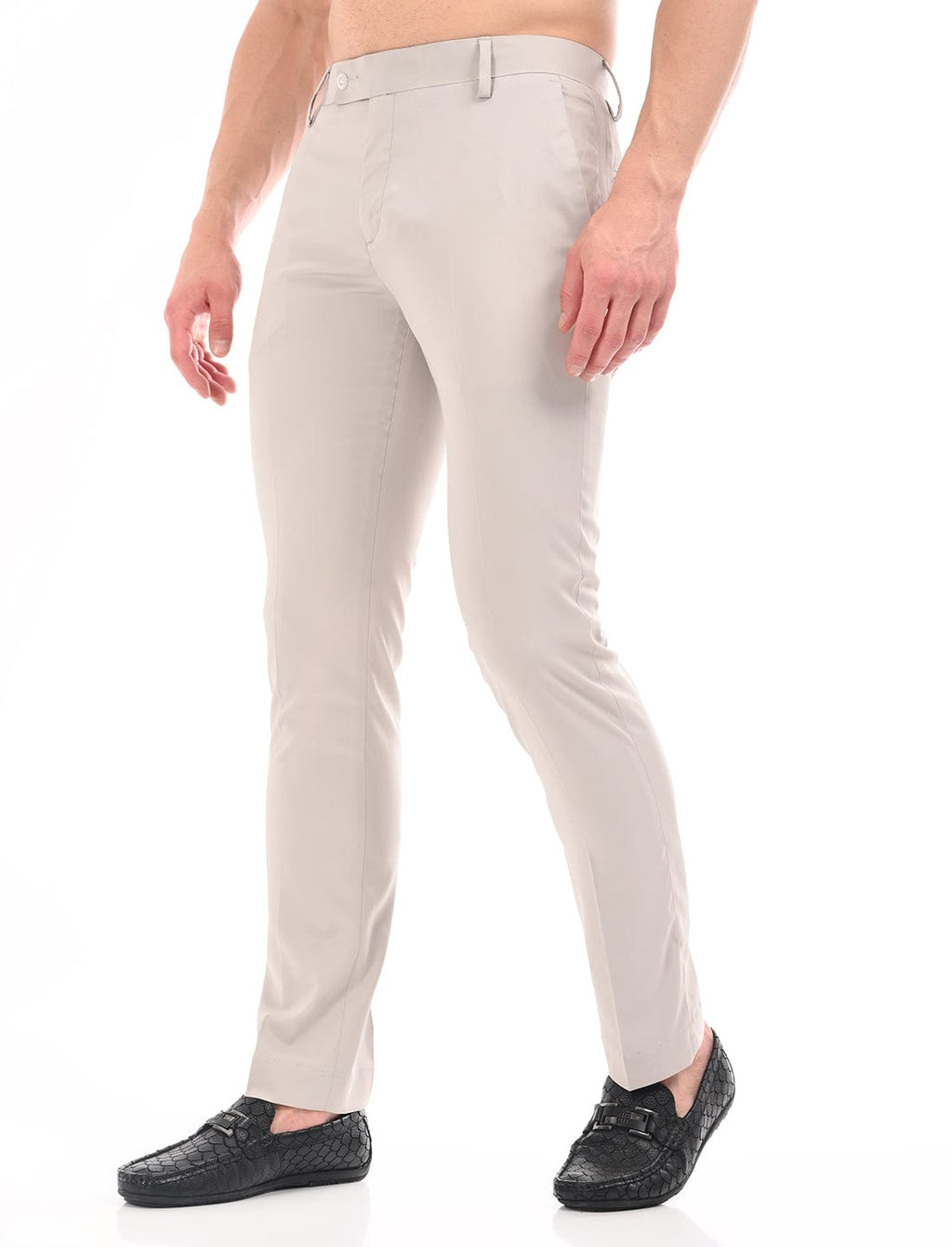 Men's Slim Fit Solid Flat Front Formal Trousers