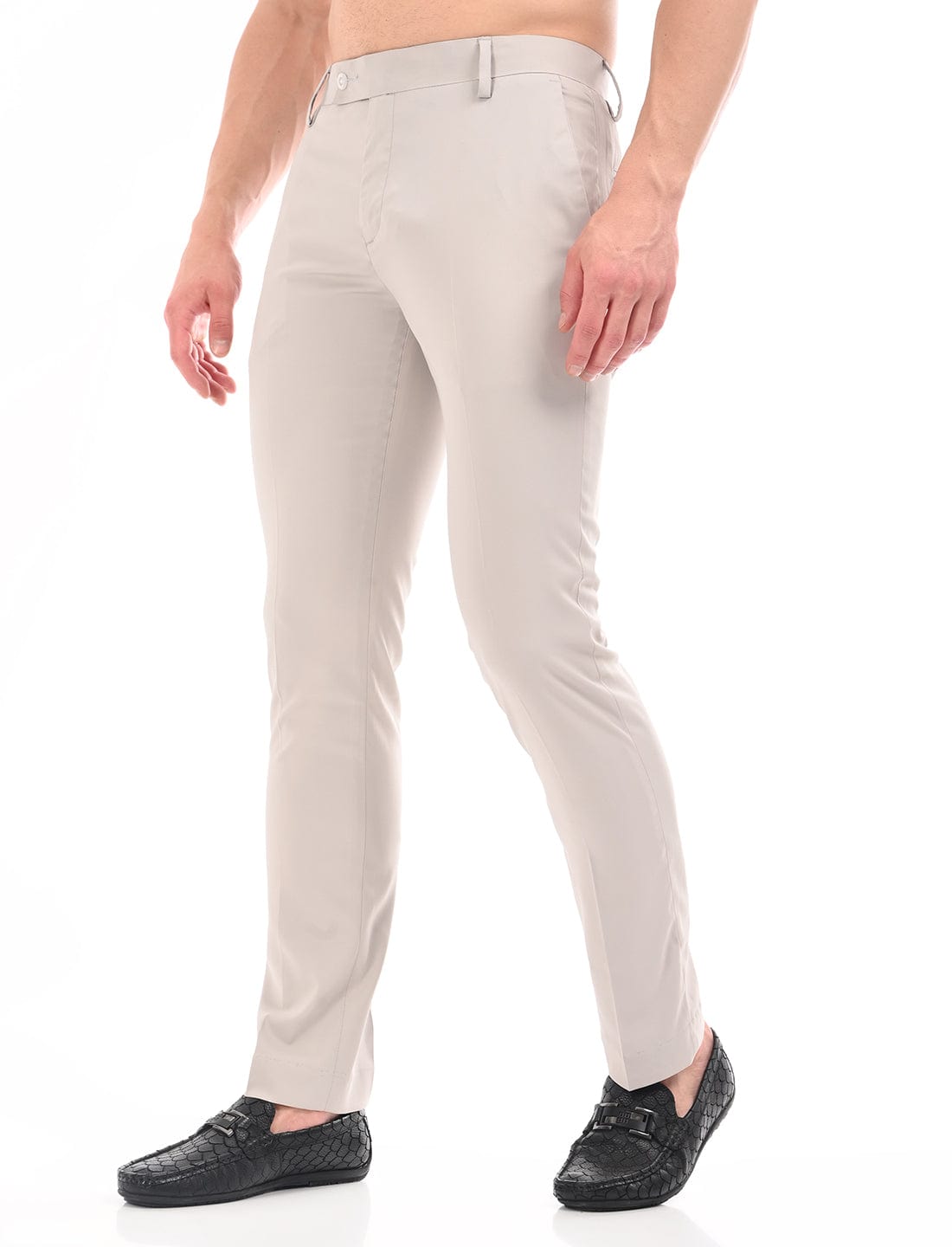 Men's Slim Fit Solid Flat Front Formal Trousers