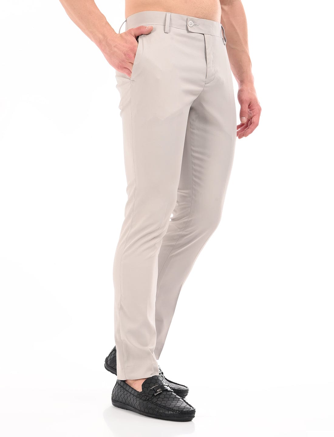 Men's Slim Fit Solid Flat Front Formal Trousers