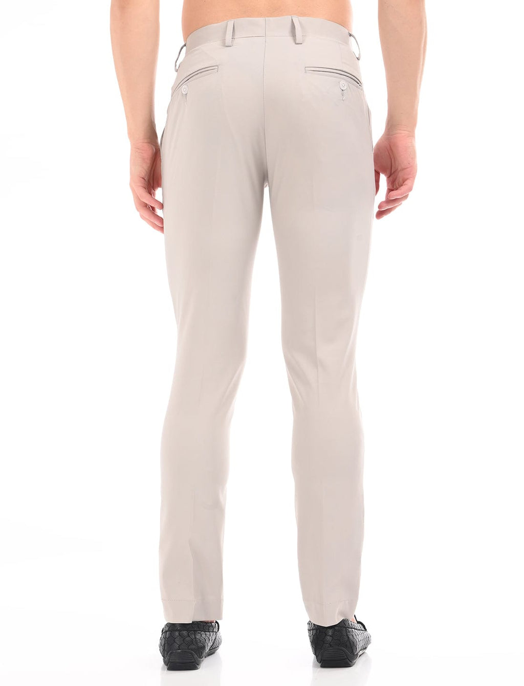 Men's Slim Fit Solid Flat Front Formal Trousers