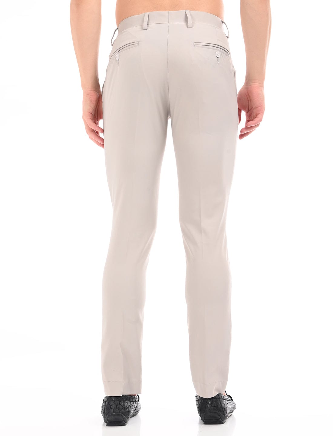 Men's Slim Fit Solid Flat Front Formal Trousers