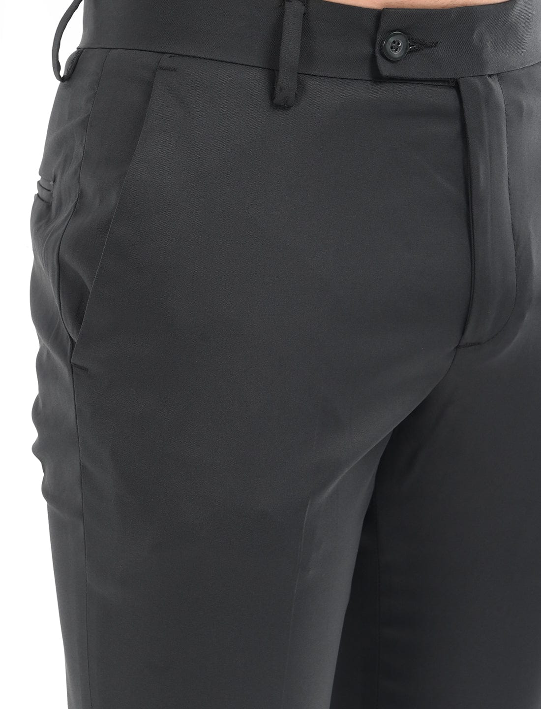 Men's Slim Fit Solid Flat Front Formal Trousers