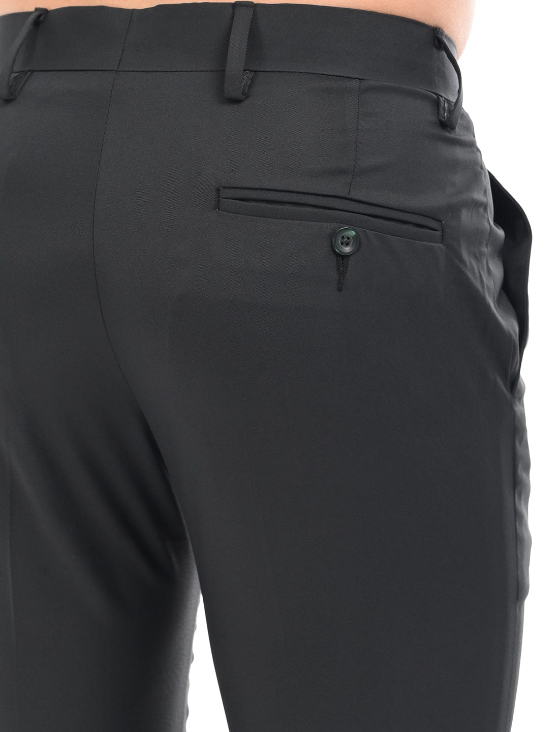 Men's Slim Fit Solid Flat Front Formal Trousers