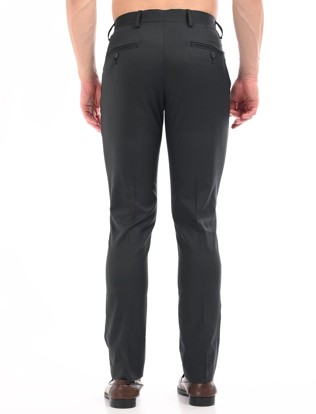 Men's Slim Fit Solid Flat Front Formal Trousers