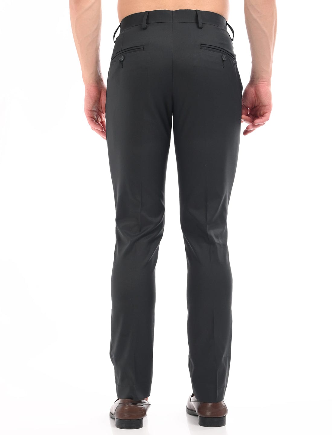 Men's Slim Fit Solid Flat Front Formal Trousers