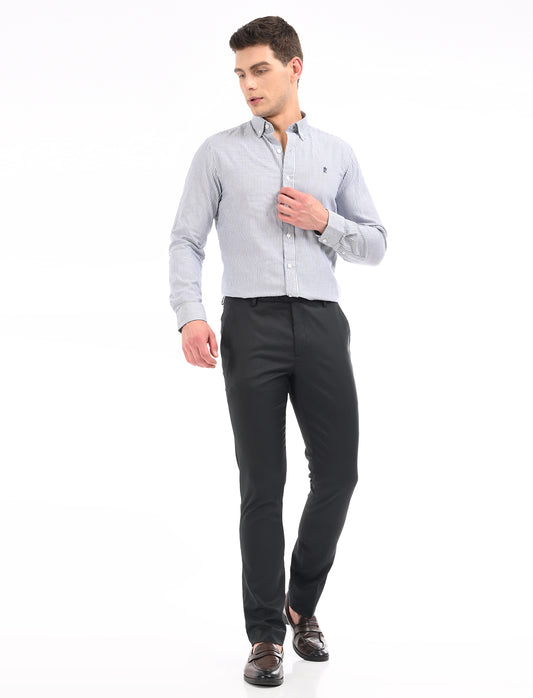 Men's Slim Fit Solid Flat Front Formal Trousers