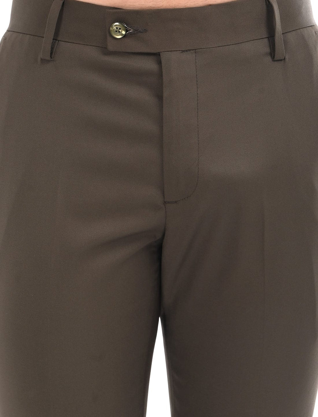 Men's Slim Fit Solid Flat Front Formal Trousers