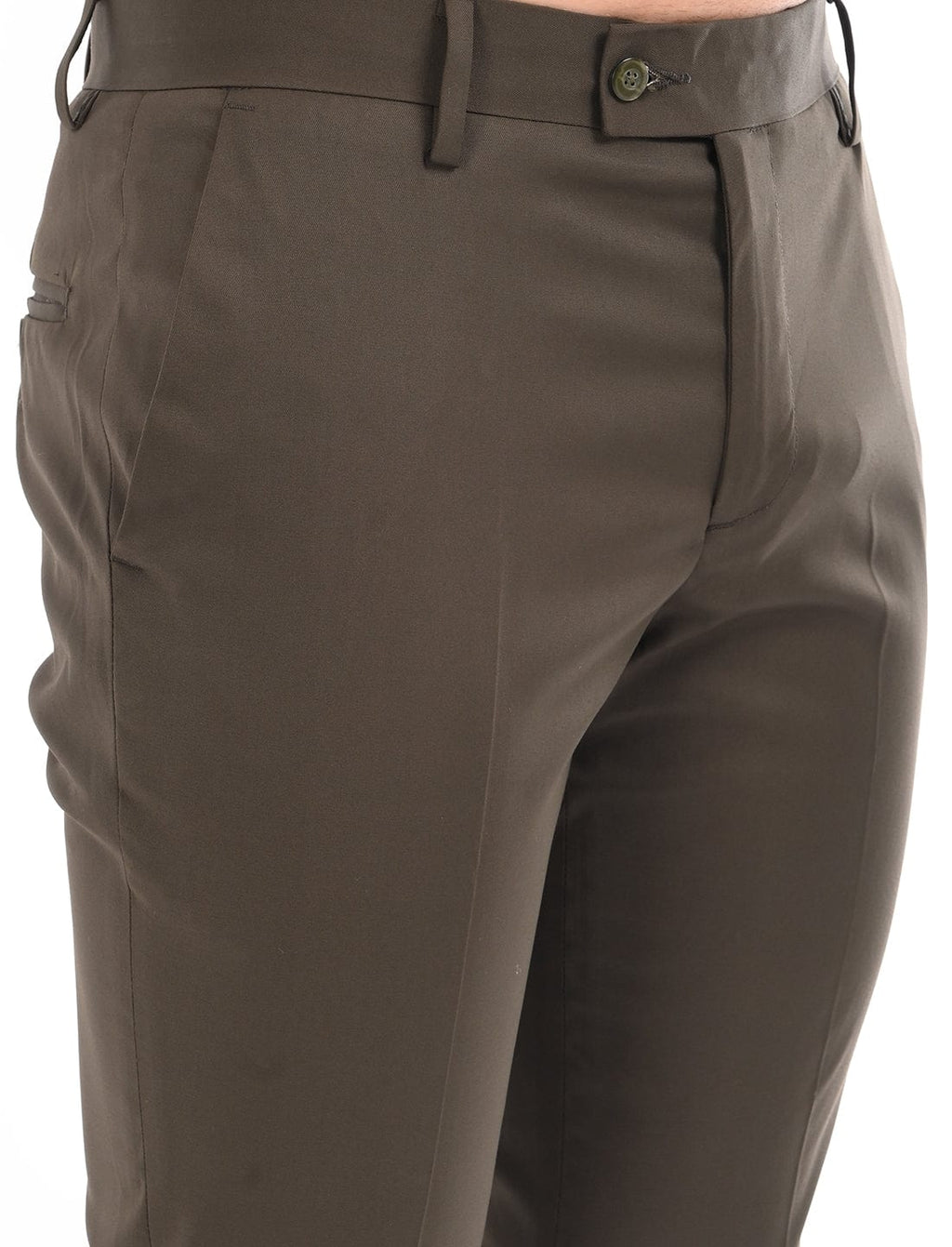 Men's Slim Fit Solid Flat Front Formal Trousers