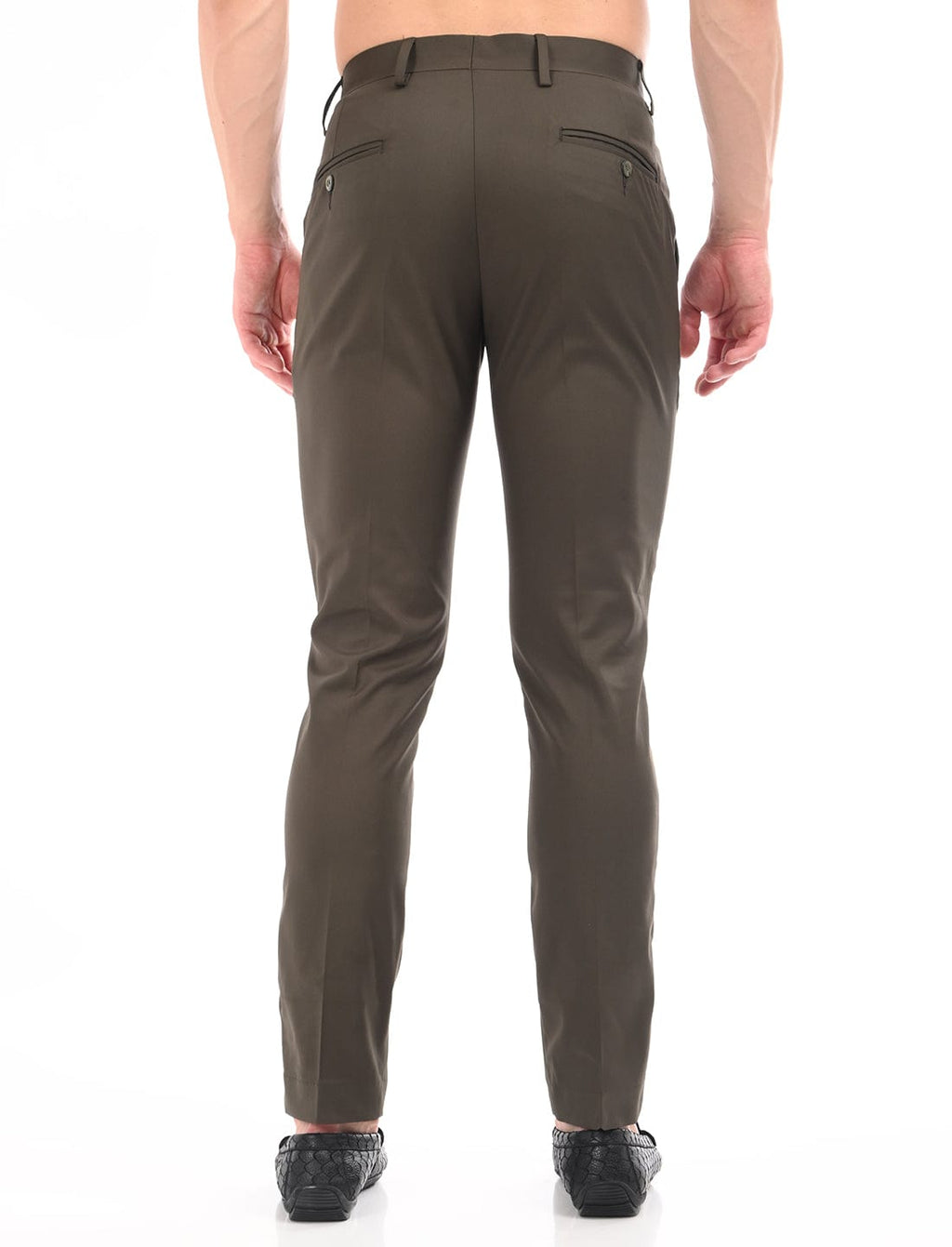 Men's Slim Fit Solid Flat Front Formal Trousers