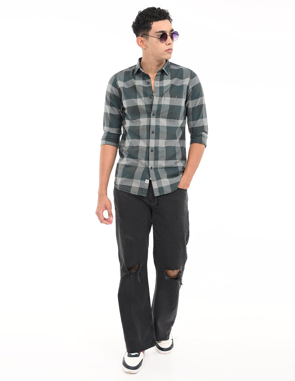 Men's Slim Fit Checks Full Sleeves Casual Shirt