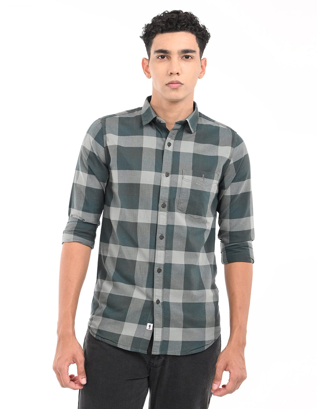 Men's Slim Fit Checks Full Sleeves Casual Shirt