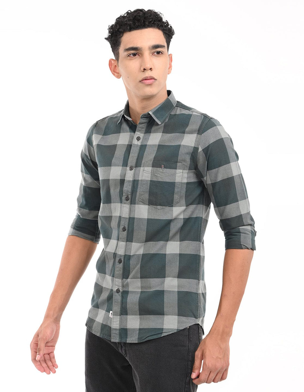 Men's Slim Fit Checks Full Sleeves Casual Shirt