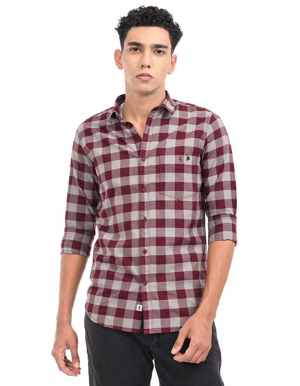 Men's Slim Fit Checks Full Sleeves Casual Shirt