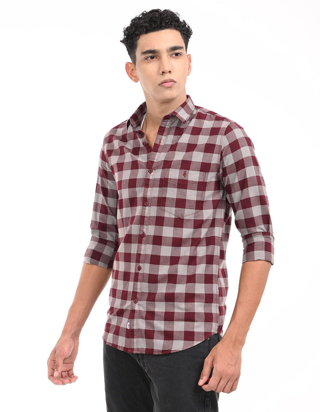 Men's Slim Fit Checks Full Sleeves Casual Shirt