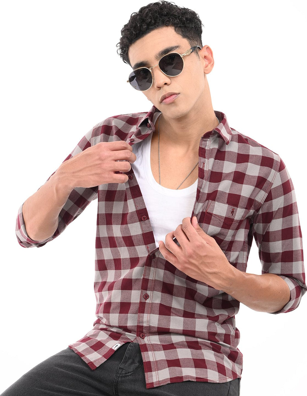 Men's Slim Fit Checks Full Sleeves Casual Shirt