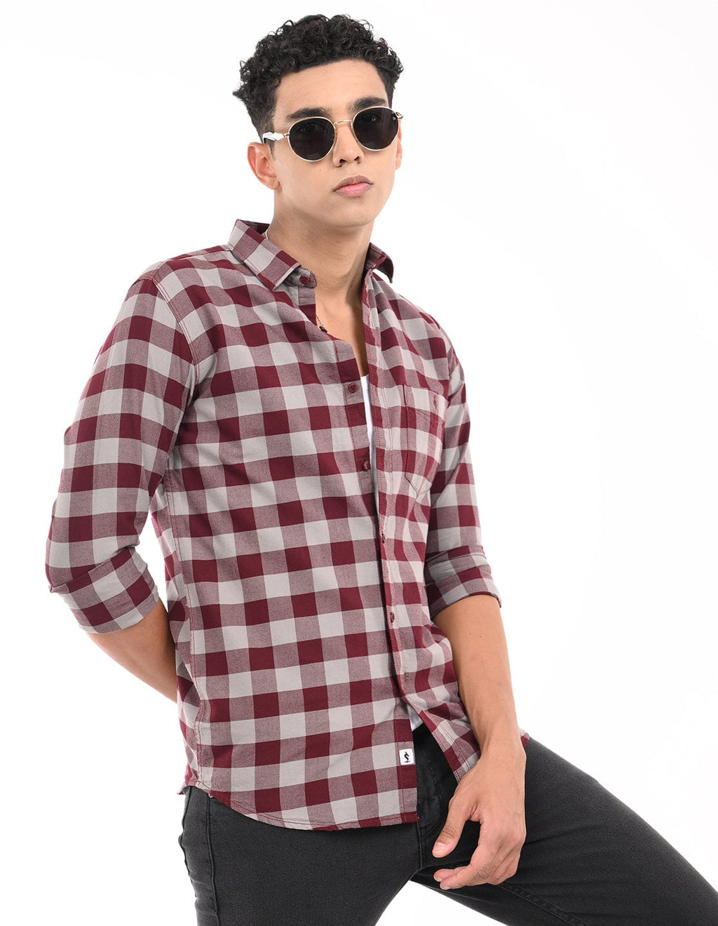 Men's Slim Fit Checks Full Sleeves Casual Shirt