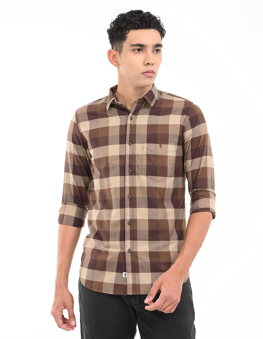 Men's Slim Fit Checks Full Sleeves Casual Shirt