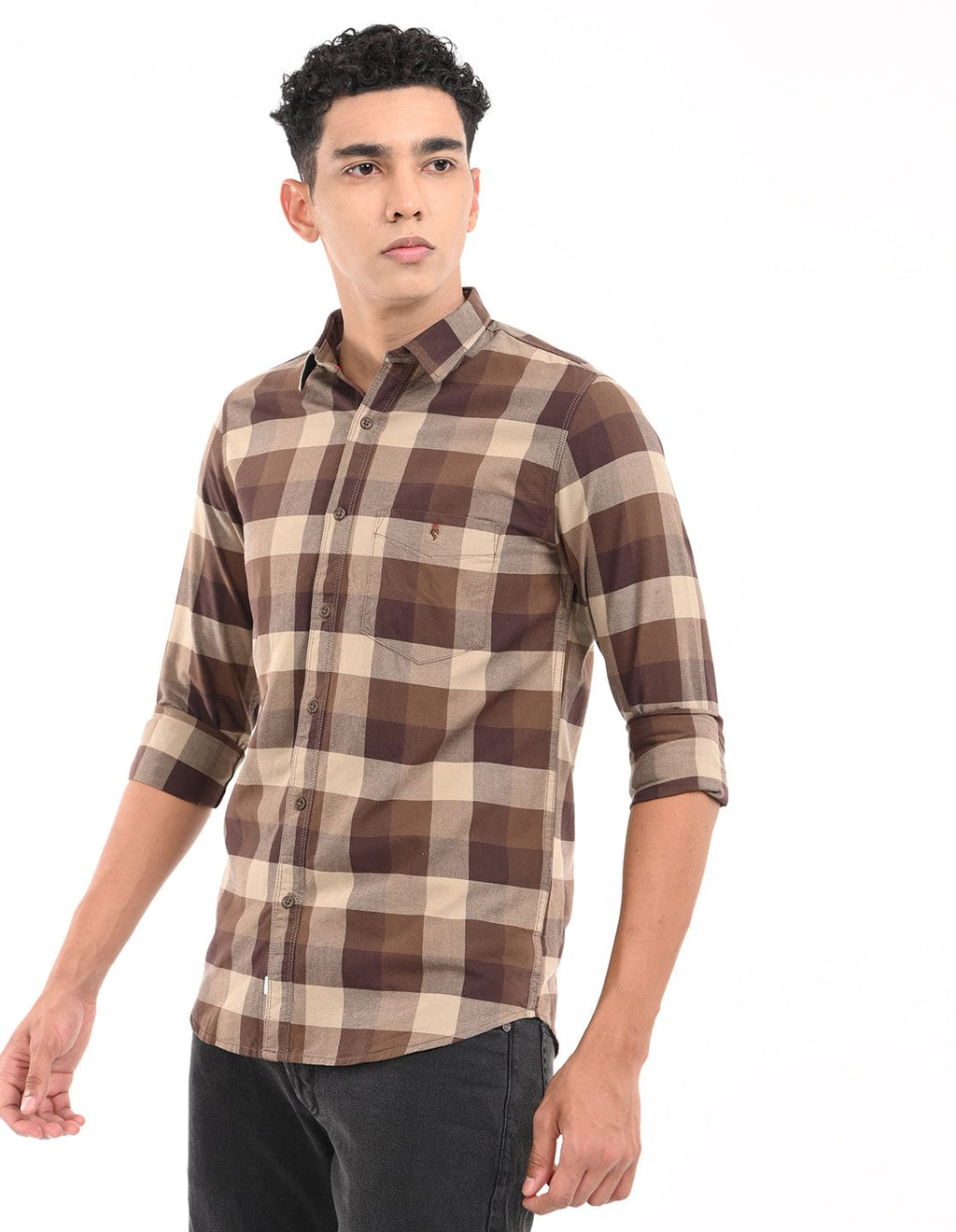 Men's Slim Fit Checks Full Sleeves Casual Shirt