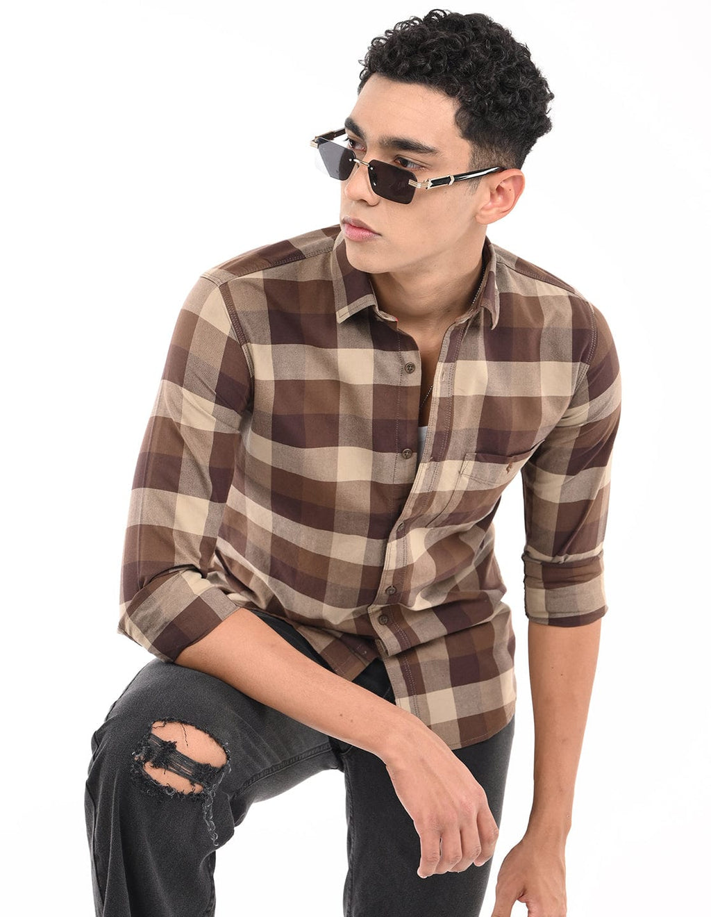Men's Slim Fit Checks Full Sleeves Casual Shirt