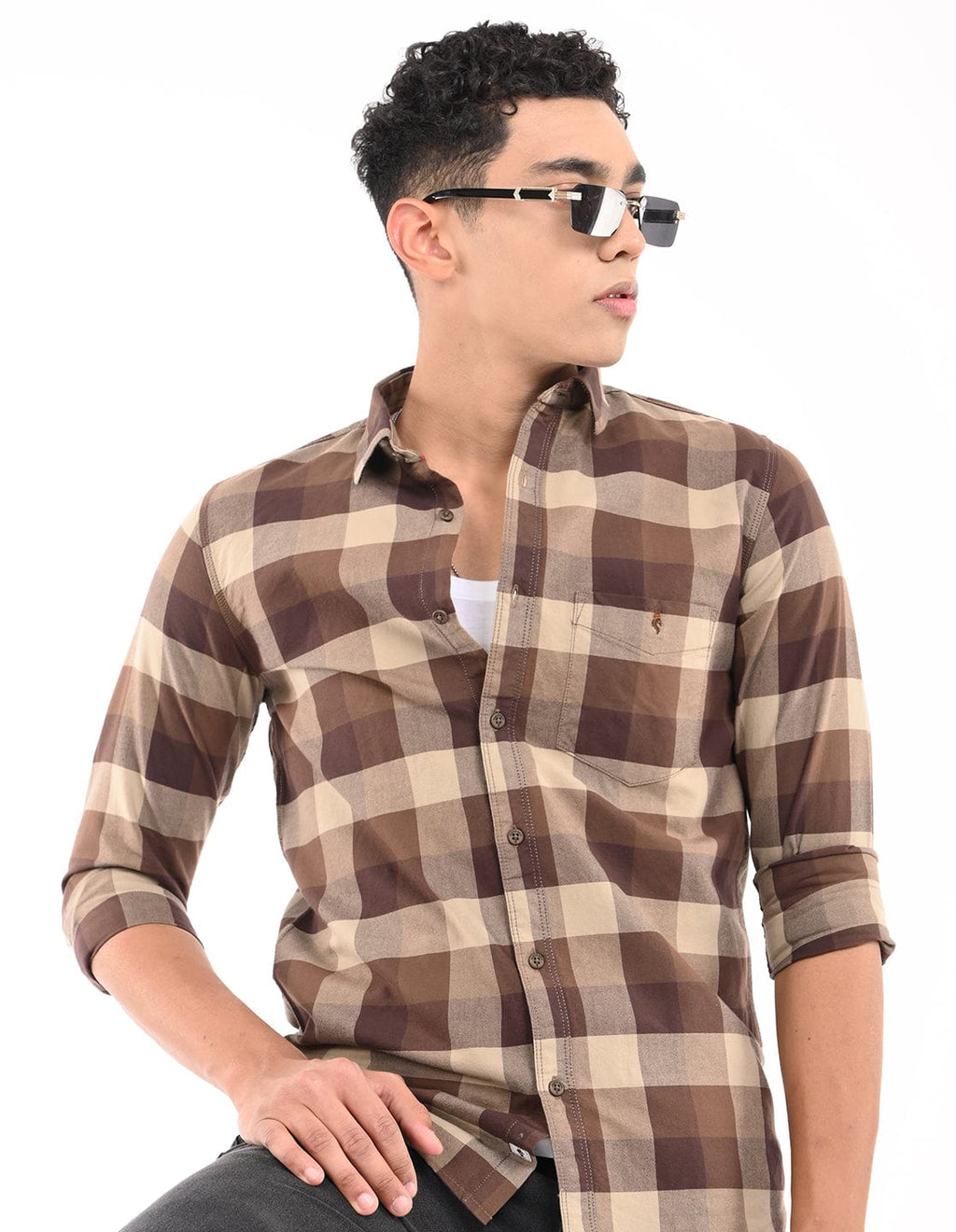 Men's Slim Fit Checks Full Sleeves Casual Shirt