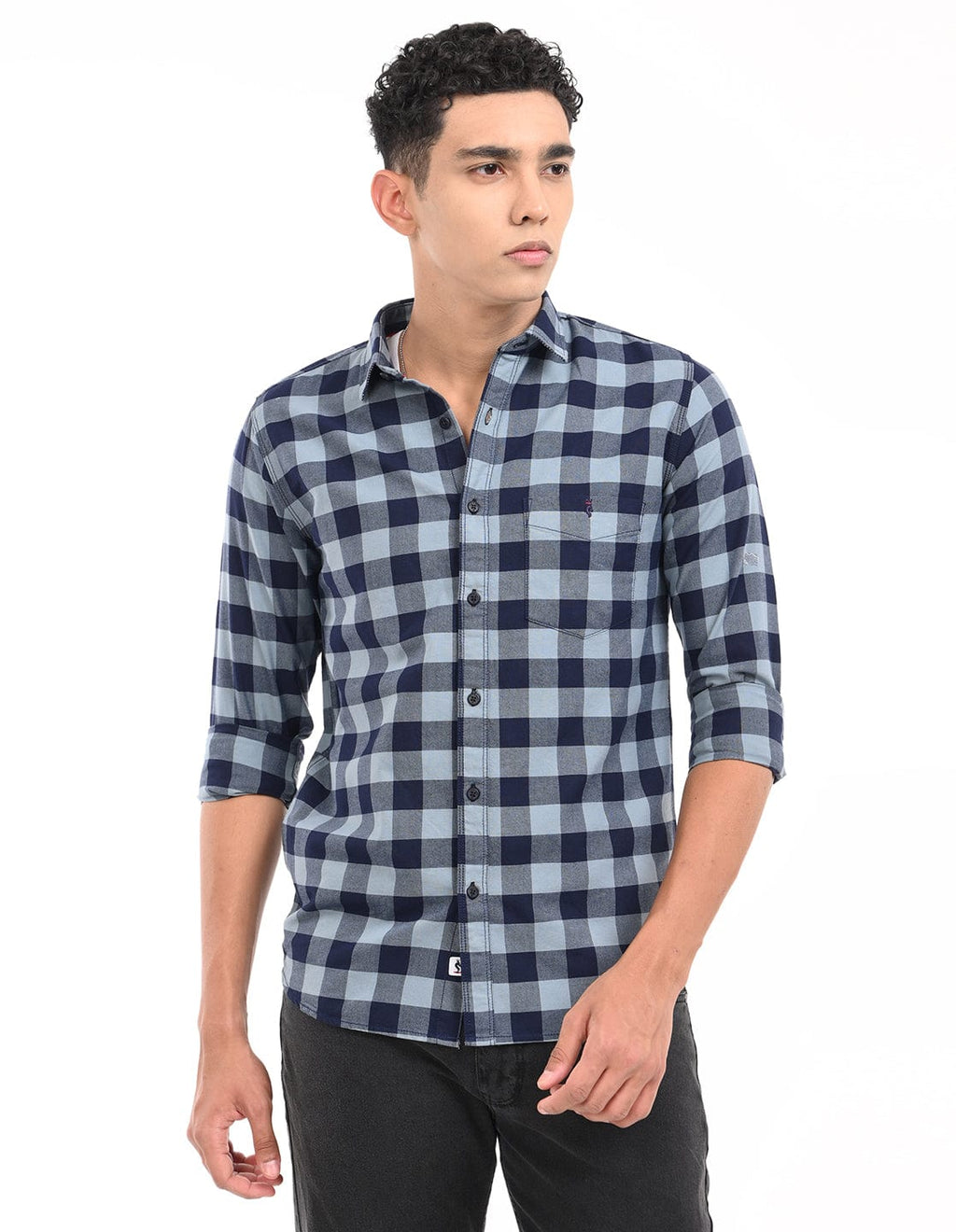 Men's Slim Fit Checks Full Sleeves Casual Shirt