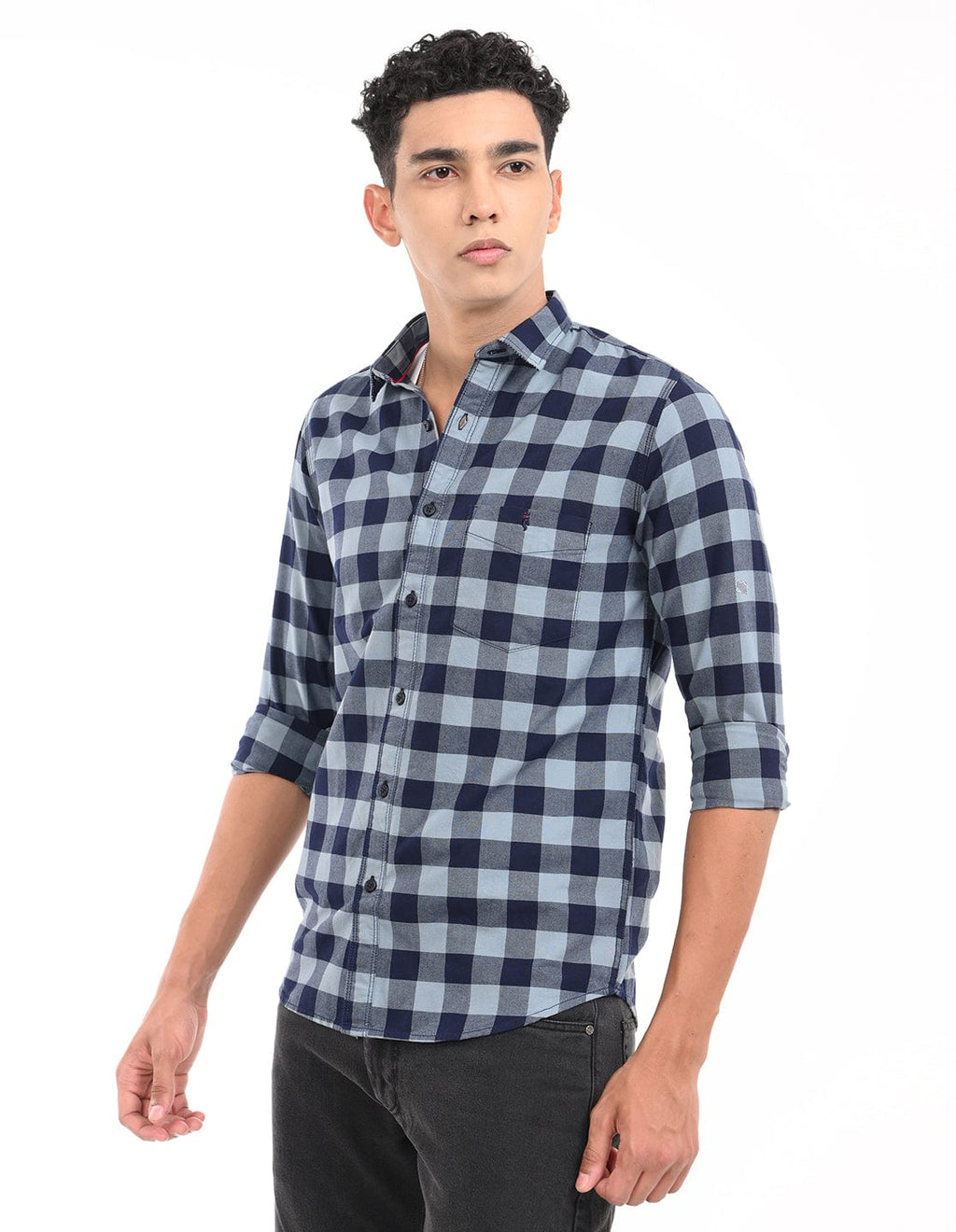 Men's Slim Fit Checks Full Sleeves Casual Shirt