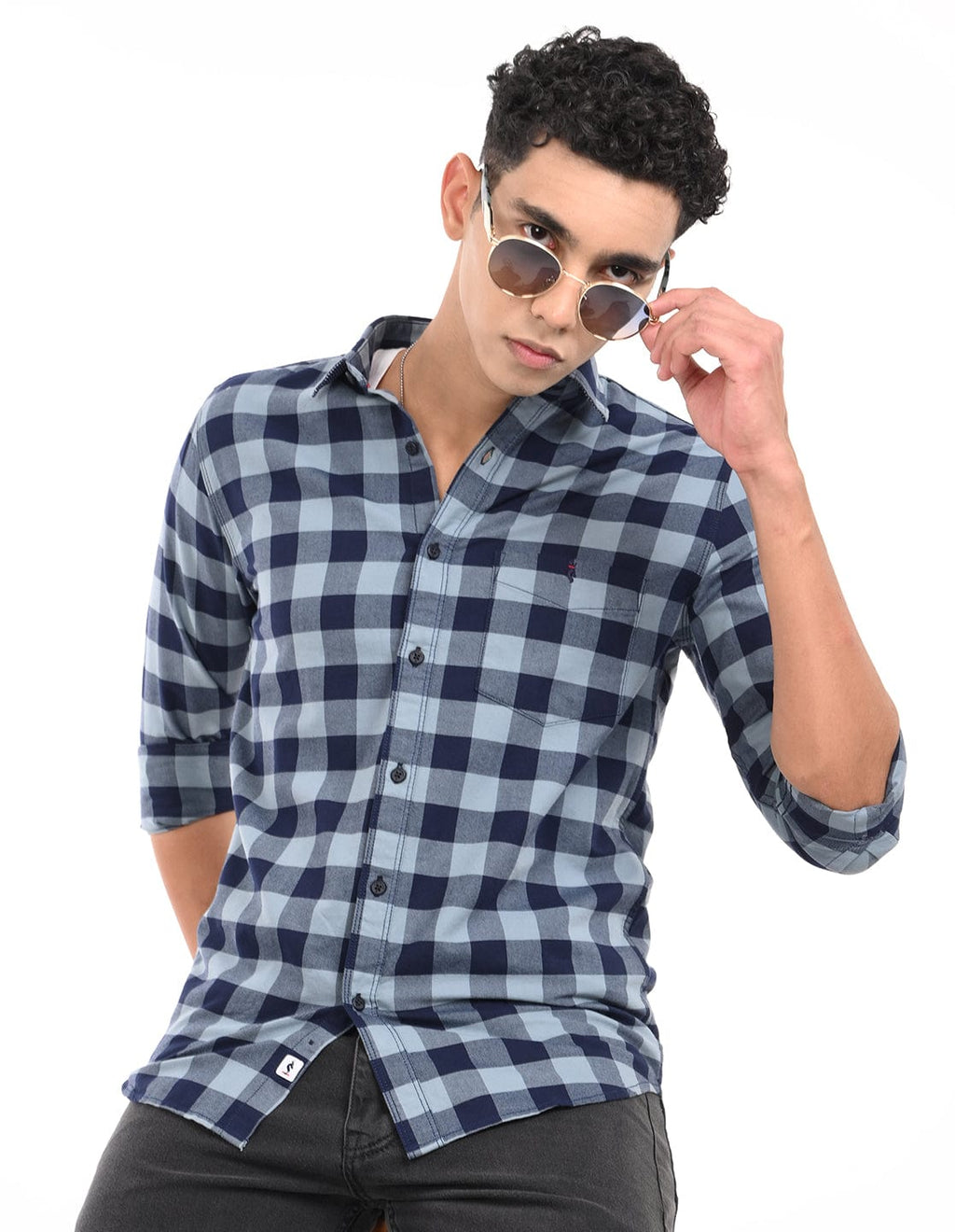 Men's Slim Fit Checks Full Sleeves Casual Shirt