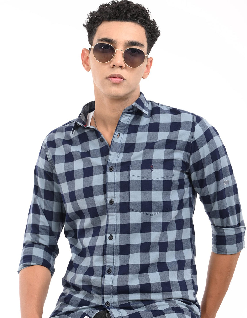 Men's Slim Fit Checks Full Sleeves Casual Shirt