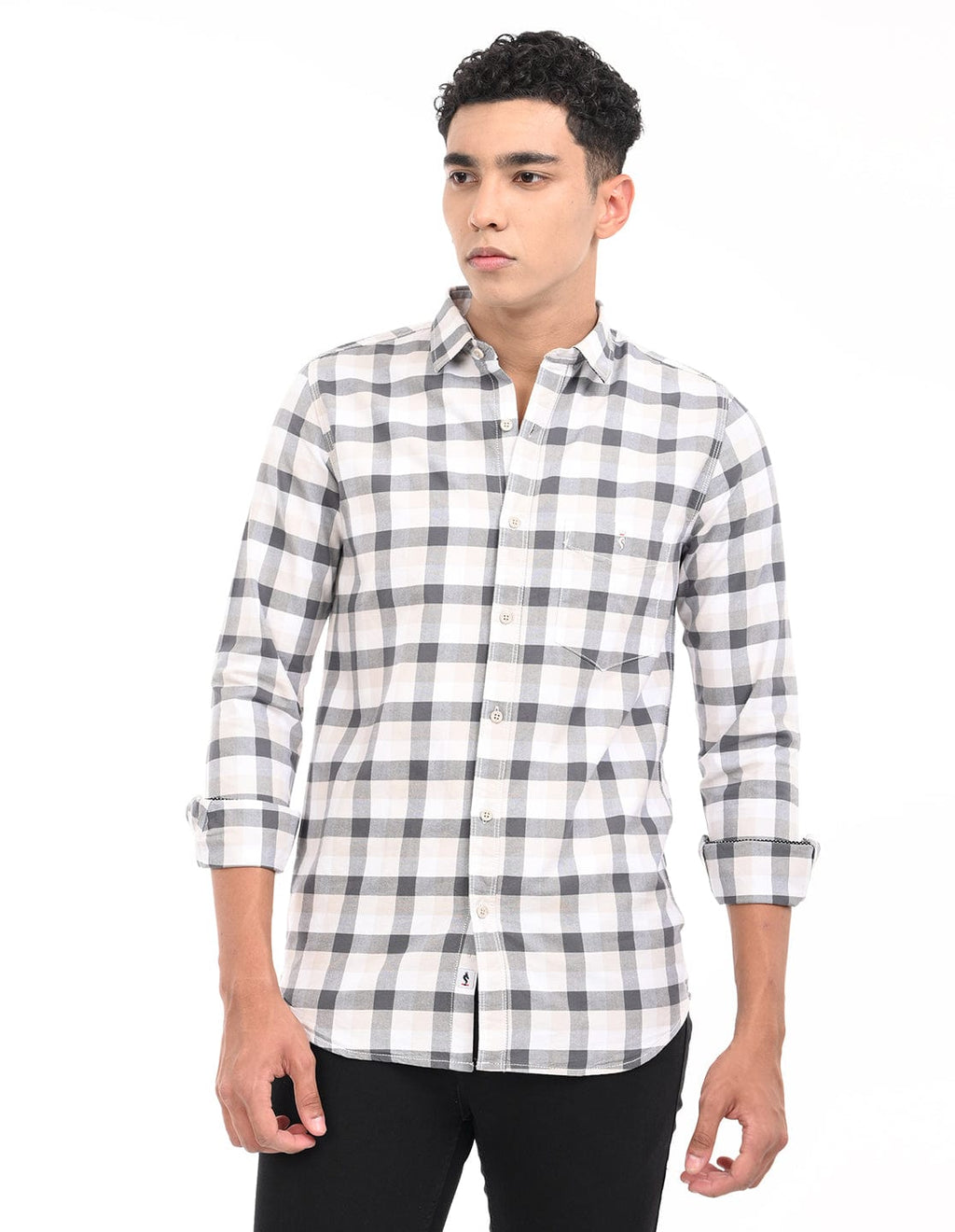 Men's Slim Fit Checks Full Sleeves Casual Shirt