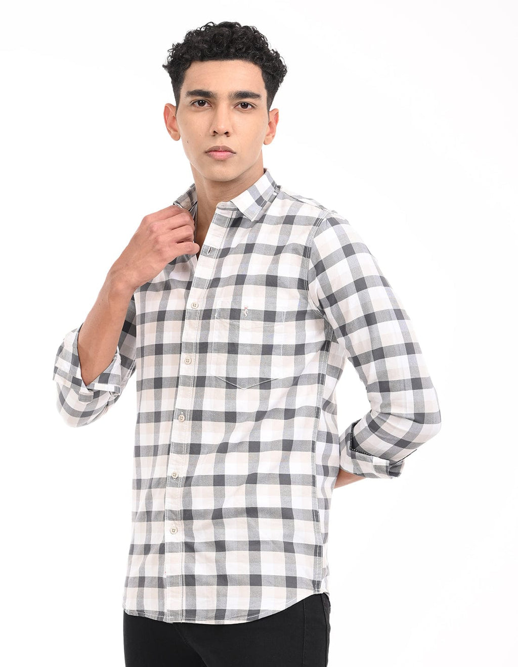 Men's Slim Fit Checks Full Sleeves Casual Shirt