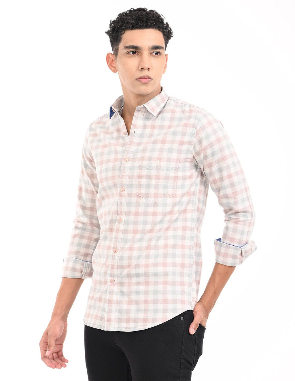 Men's Slim Fit Checks Full Sleeves Casual Shirt