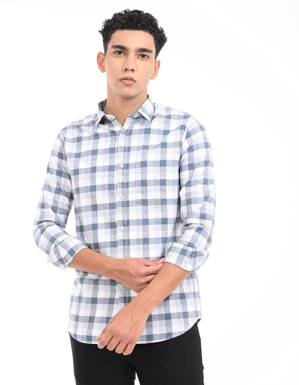 Men's Slim Fit Checks Full Sleeves Casual Shirt