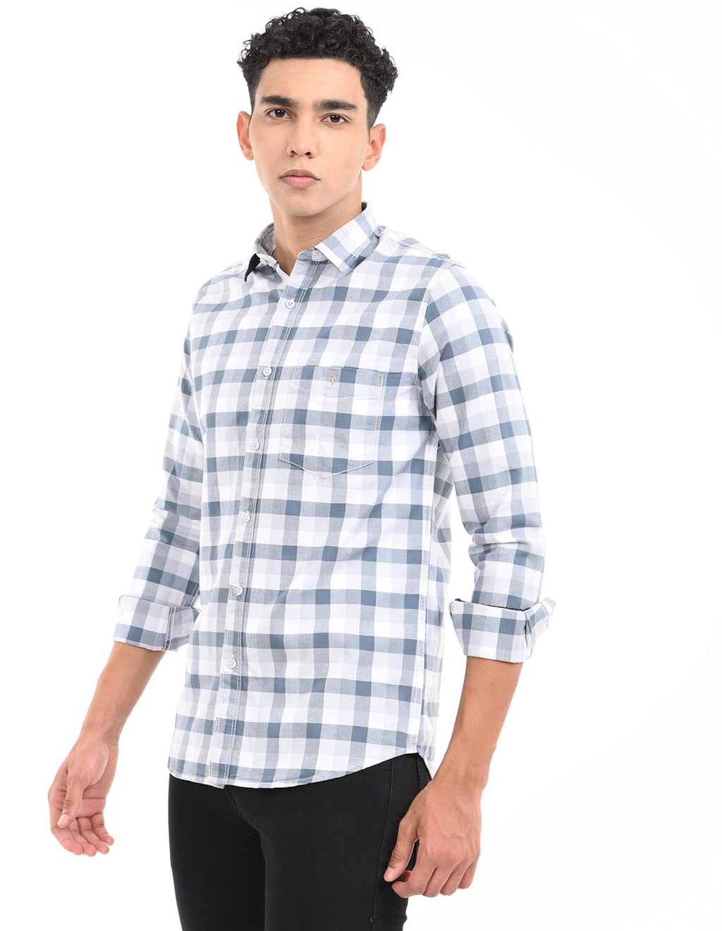 Men's Slim Fit Checks Full Sleeves Casual Shirt