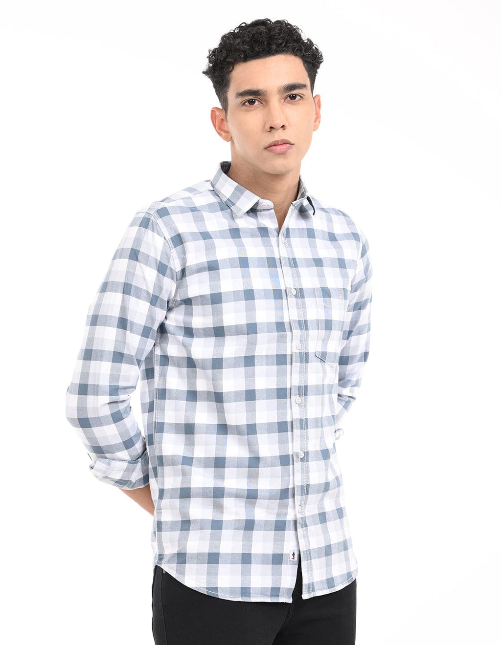 Men's Slim Fit Checks Full Sleeves Casual Shirt