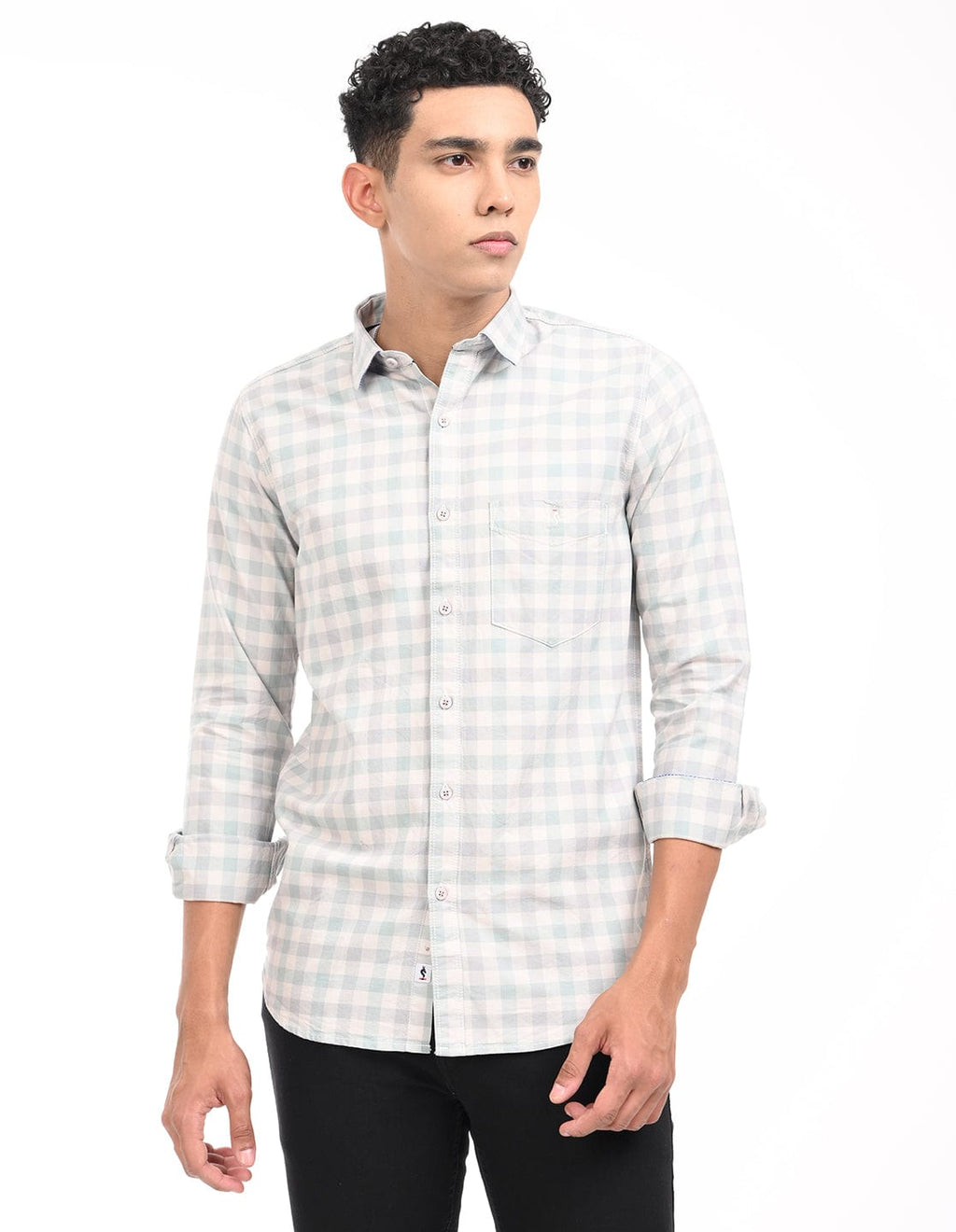 Men's Slim Fit Checks Full Sleeves Casual Shirt