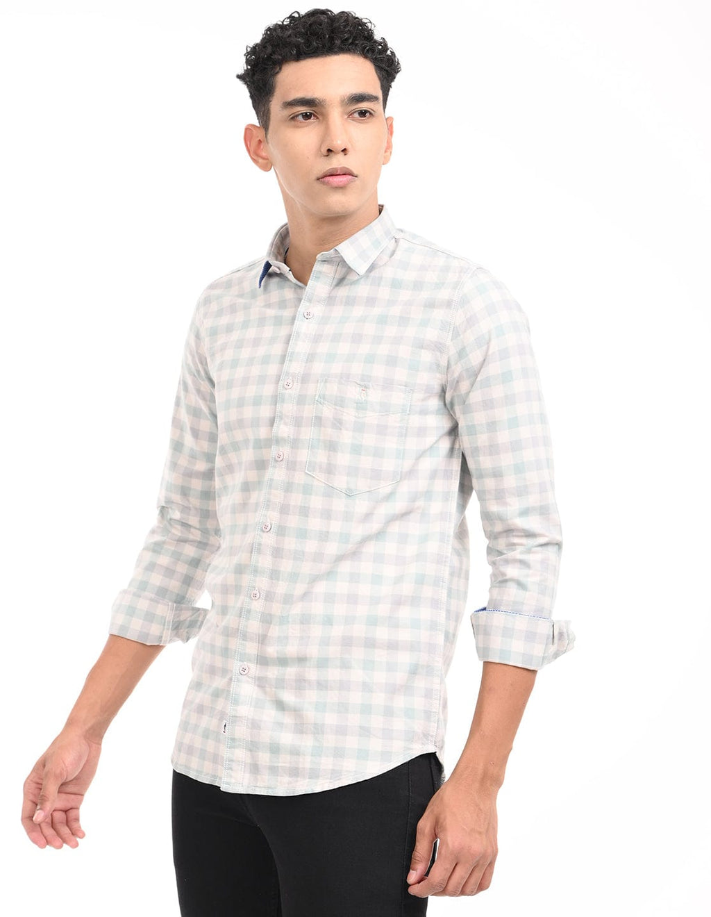 Men's Slim Fit Checks Full Sleeves Casual Shirt