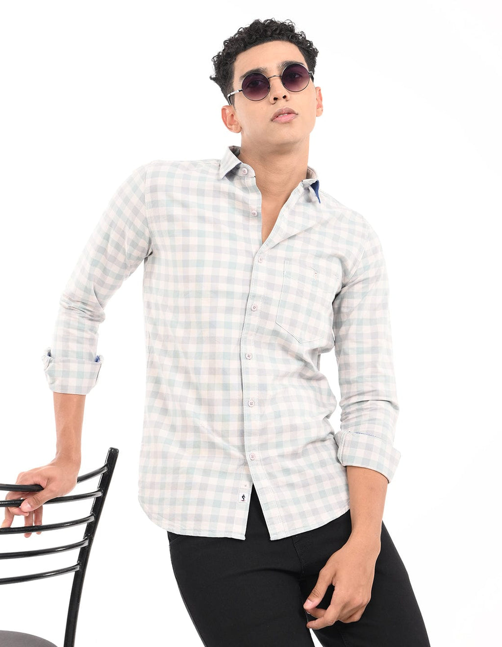 Men's Slim Fit Checks Full Sleeves Casual Shirt