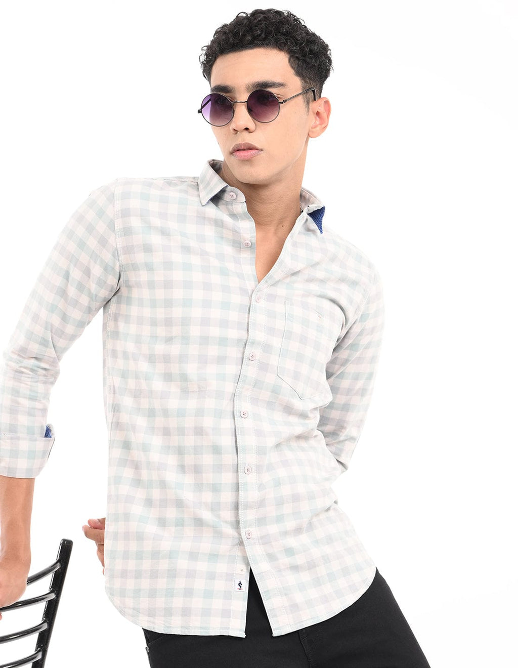 Men's Slim Fit Checks Full Sleeves Casual Shirt